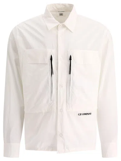 C.P. COMPANY LOGO EMBROIDERED BUTTONED POPLIN OVERSHIRT