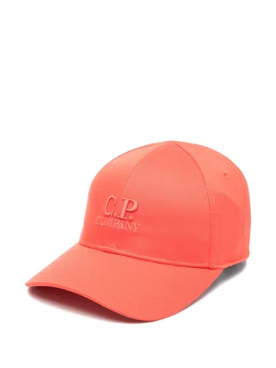 C.p. Company Logo-embroidered Cap In Orange