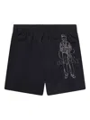 C.p. Company Ylon Swimpants With Logo Embroidery Kids In Black