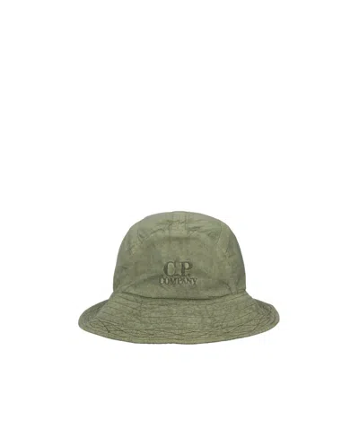 C.p. Company Logo-embroidered Cotton Bucket Hat In Green
