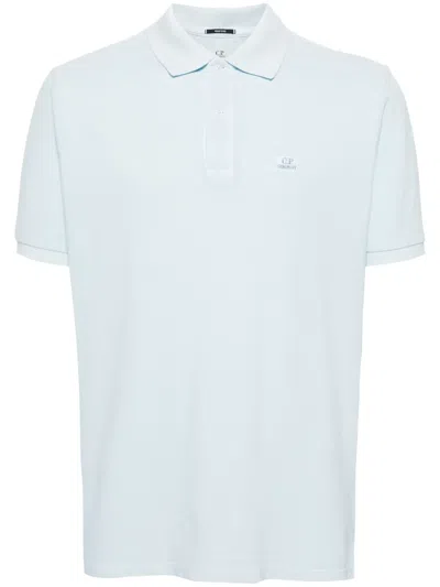 C.p. Company Logo-embroidered Cotton Polo Shirt In Blue