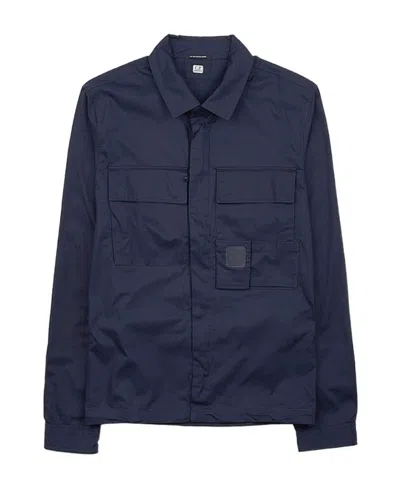 C.p. Company Logo-embroidered Cotton Shirt In Black