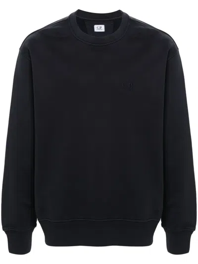 C.p. Company Logo-appliquéd Brushed Cotton-jersey Sweatshirt In Blue