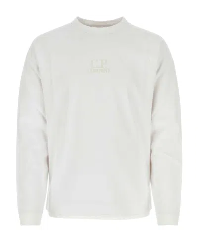 C.p. Company Logo-embroidered Cotton Sweatshirt In White
