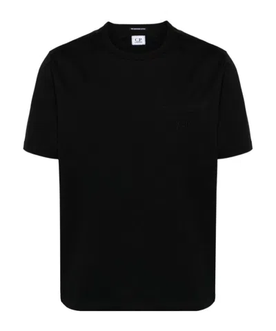 C.p. Company Logo-embroidered Cotton T-shirt In Black