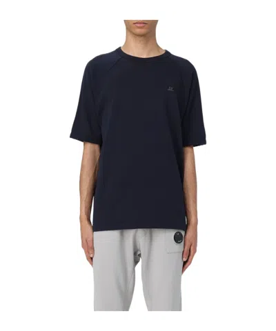 C.p. Company Logo-embroidered Cotton T-shirt In Black