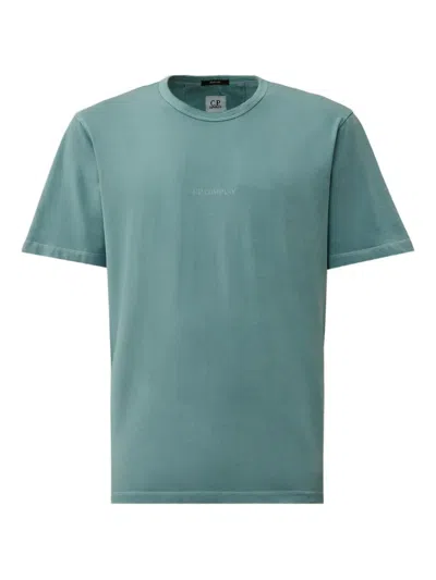 C.p. Company Logo-embroidered Cotton T-shirt In Blue