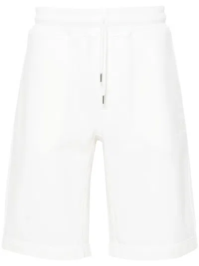 C.p. Company Logo-embroidered Cotton Track Shorts In White