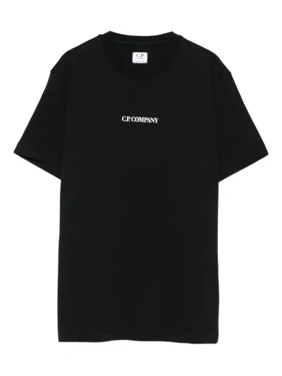 C.p. Company Kids' Logo-embroidered Crew-neck T-shirt In Black