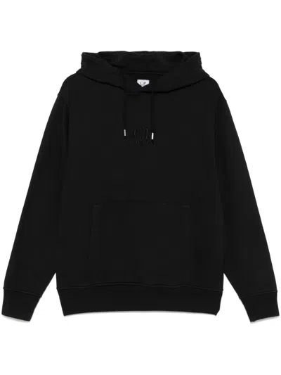 C.p. Company Logo-embroidered Hoodie In Black