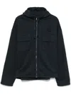 C.p. Company Cp Company Brushed And Emerized Diagonal Fleece Hooded Utility Sweatshirt In Blue