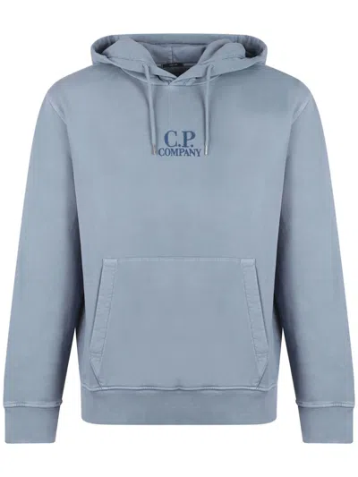 C.p. Company Logo-embroidered Hoodie In Blue