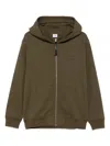 C.p. Company Logo-embroidered Hoodie In Green