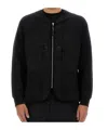 C.p. Company Zip Sweatshirt With Button And Patchwork In Black