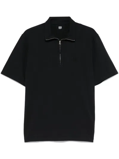 C.p. Company Logo-embroidered Polo Shirt In Blue