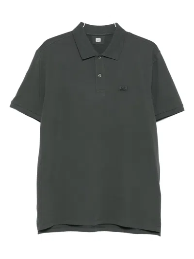 C.p. Company Logo-embroidered Polo Shirt In Gray