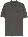 C.p. Company Grey Polo In Cotton With Embroidered Logo In Gray