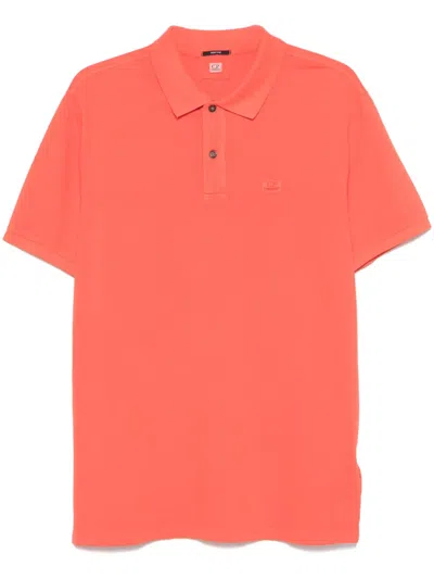 C.p. Company Logo-embroidered Polo Shirt In Orange