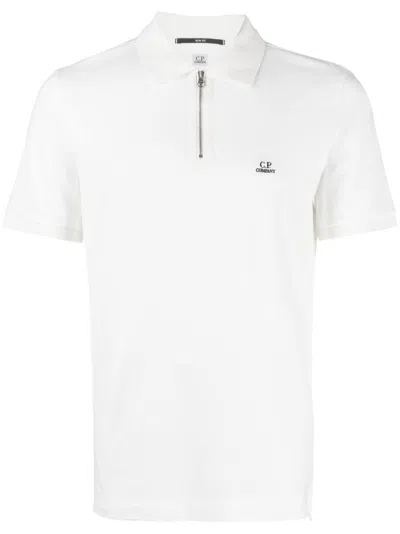 C.p. Company Logo-embroidered Polo Shirt In White