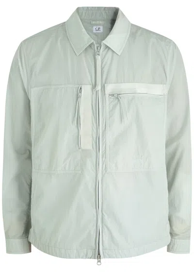C.p. Company Logo-embroidered Shell Overshirt In Blue