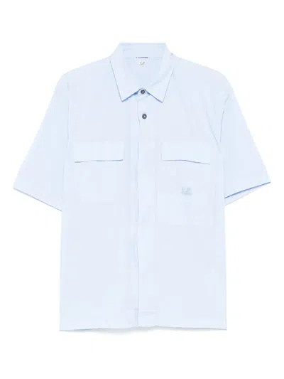 C.p. Company Logo-embroidered Shirt In Blue