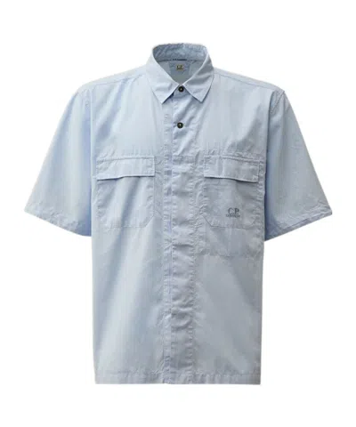 C.p. Company Logo-embroidered Shirt In Blue