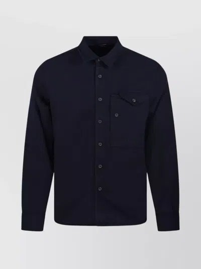 C.p. Company Logo Embroidered Shirt With Pocket In Blue