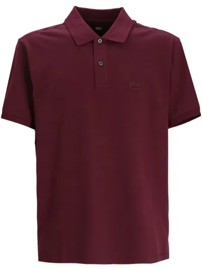 C.p. Company Logo-embroidered Short-sleeve Polo Shirt In Purple