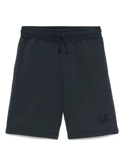 C.p. Company Kids' Logo-embroidered Shorts In Blue