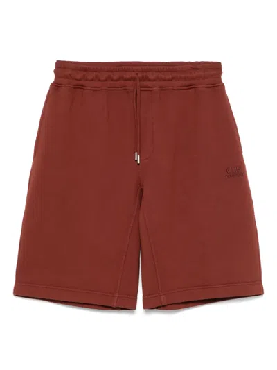 C.p. Company Shorts Mit Logo-stickerei In Braun