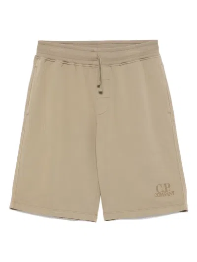 C.p. Company Kids' Logo-embroidered Shorts In Green