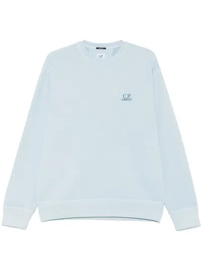 C.p. Company Logo-embroidered Sweatshirt In Blue