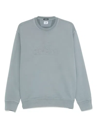 C.p. Company Logo-embroidered Sweatshirt In Blue