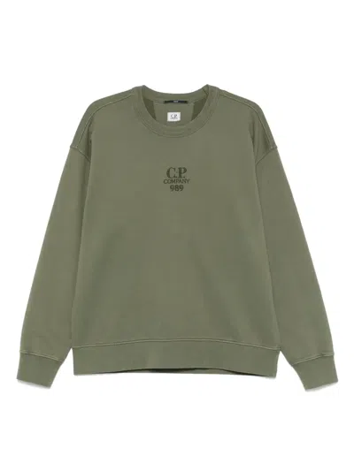 C.p. Company Logo-embroidered Sweatshirt In Green