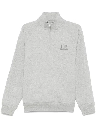 C.p. Company Logo-embroidered Sweatshirt In Grey