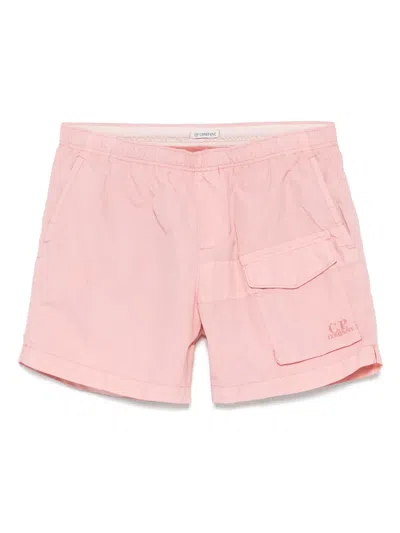 C.p. Company Logo-embroidered Swim Shorts In Pink
