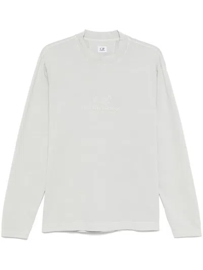 C.p. Company Logo-embroidered T-shirt In 灰色