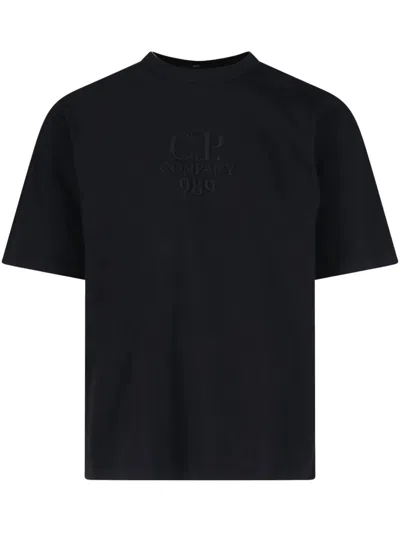 C.p. Company Logo Embroidered T-shirt In Black