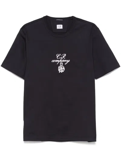C.p. Company Logo-embroidered T-shirt In Blue