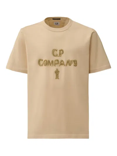 C.p. Company Logo-embroidered T-shirt In Brown