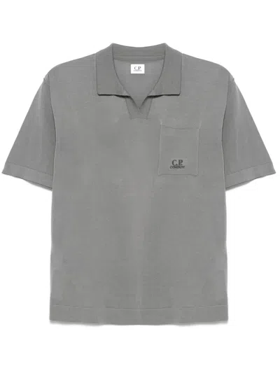 C.p. Company Logo-embroidered T-shirt In Grey