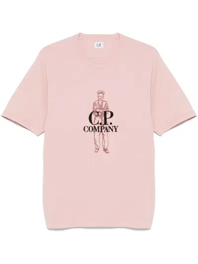 C.p. Company Logo-embroidered T-shirt In Pink