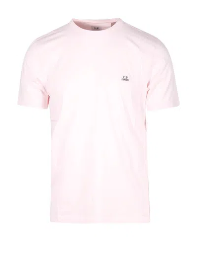 C.p. Company Logo Embroidered T-shirt In Pink