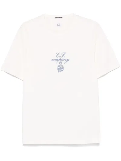 C.p. Company Logo-embroidered T-shirt In White