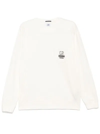 C.p. Company Logo-embroidered T-shirt In White