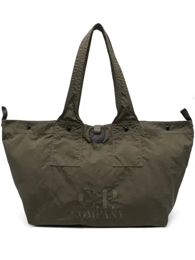 C.p. Company Logo-embroidered Tote Bag In Green
