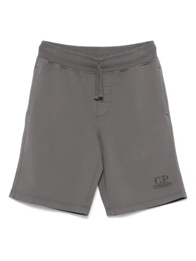 C.p. Company Kids' Logo-embroidered Track Shorts In 灰色