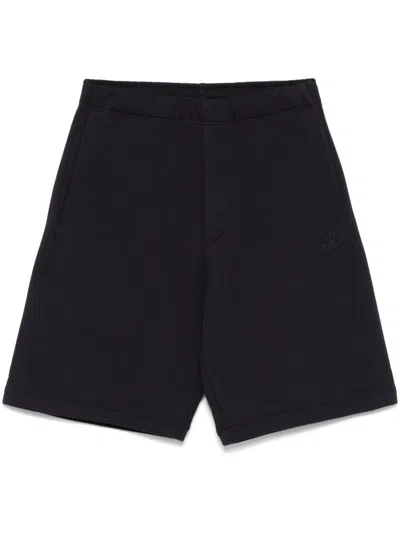 C.p. Company Logo-embroidered Track Shorts In Blue