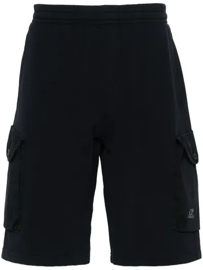 C.p. Company Logo-embroidered Cotton Shorts In Blue