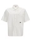 C.p. Company Logo Cotton Poplin Shirt In Panna